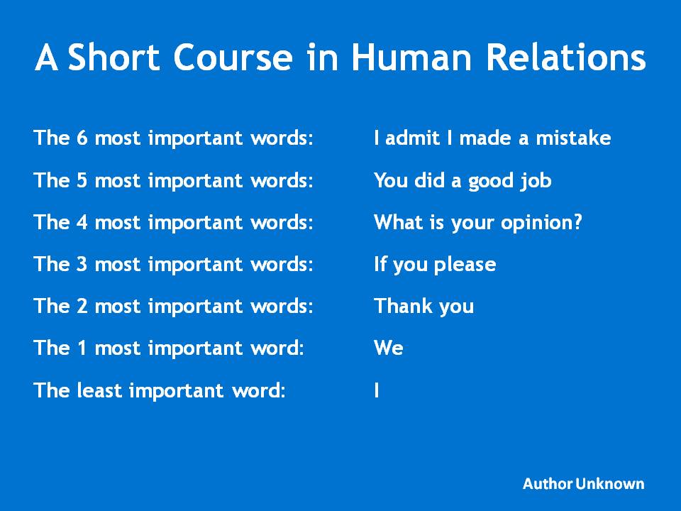 A short course in human relations