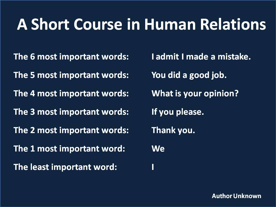 A short course in human relations